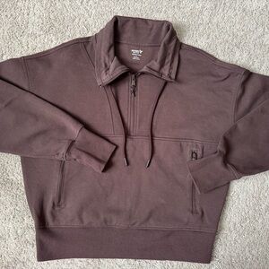 Old Navy Active Dynamic Fleece Quarter Zip Pullover Brown Size L
